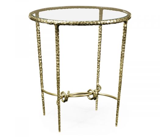 JC Modern - Stiletto Collection - Hammered Light Brown Brass Circular Side Table