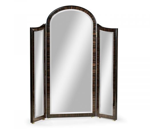 JC Modern - Ebony Collection - Triple Full Length Art Deco Macassar Ebony High Lustre Mirror