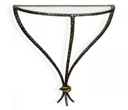 JC Modern - Stiletto Collection - Hammered Antique Black Brass Wall Mounted Bracket Table