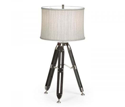 JC Edited - Architects House Collection - 32" Black Mocha Oak Architectural Table Lamp with White Brass Stretcher