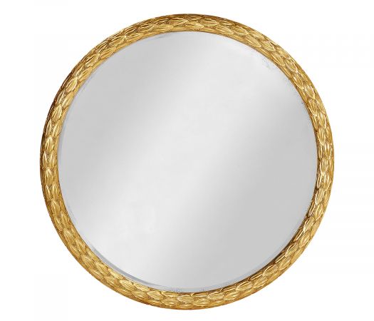 Versailles Collection - Carved and water gilded gold leaf 48" round hanging wall mirror