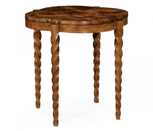 JC Modern - Twist Collection - 28" Walnut Barleytwist Quatrefoil Side Table