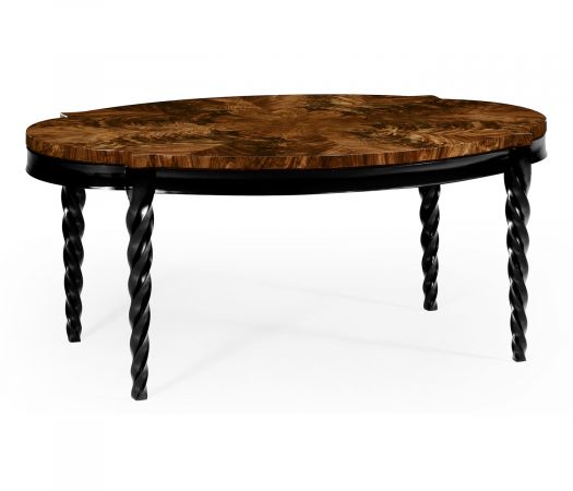 JC Modern - Twist Collection - Oval Black Barleytwist Quatrefoil Coffee Table