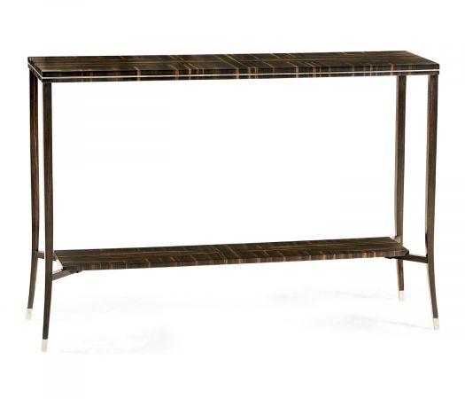 JC Modern - Soho Collection - Macassar Ebony Narrow Console with White Brass Detail