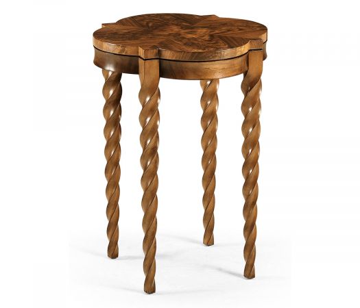 JC Modern - Twist Collection - Walnut Barleytwist Quatrefoil Side Table