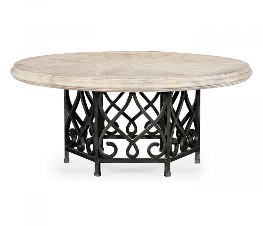 JC Edited - Artisan Collection - 72" Limed Wood Dining Table with Wrought Iron Base