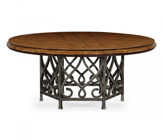 JC Edited - Artisan Collection - 72" Rustic Walnut Dining Table with Wrought Iron Base