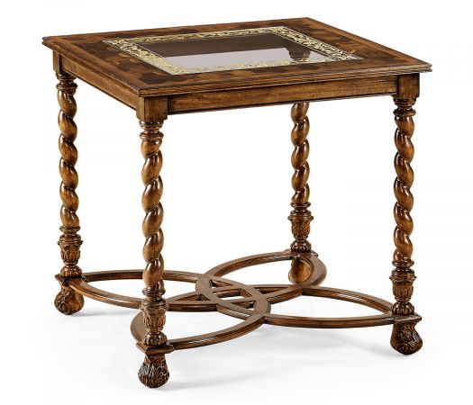 Oyster & églomisé side table (26")