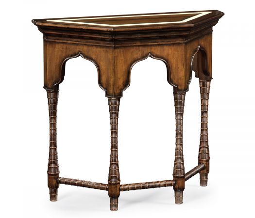 Moroccan Collection - Rustic walnut console with bones inlay