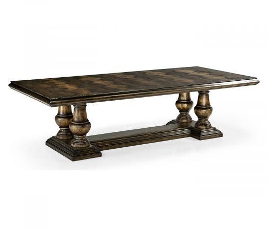 JC Edited - Casually Country Collection - 110" Dark Driftwood Extending Dining Table