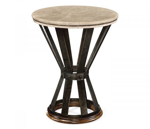 JC Edited - Artisan Collection - Wrought Iron Round Table with Dark Marble Top