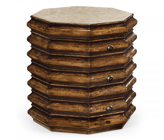 JC Edited - Artisan Collection - Octagon Rustic Walnut End Table