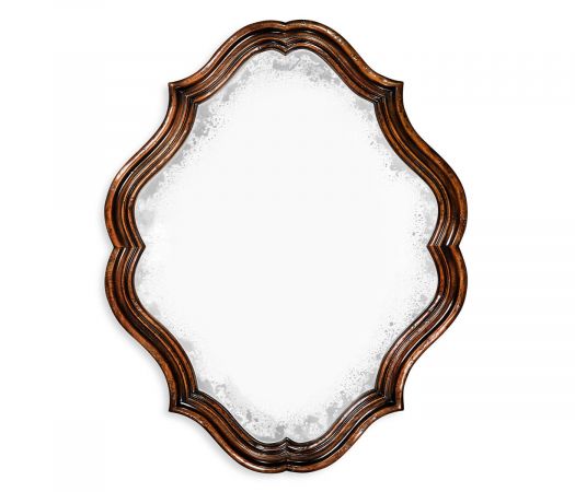 Moroccan Collection - Rustic walnut oval antique mirror