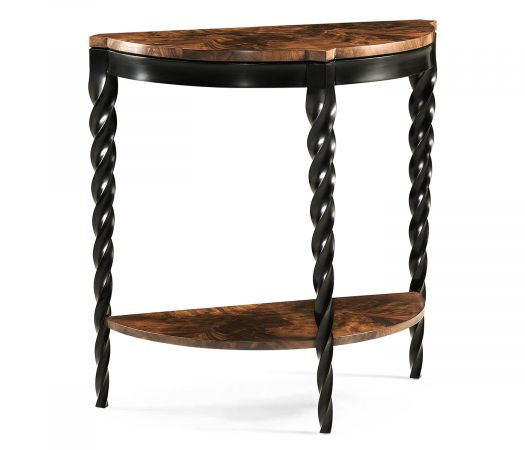 JC Modern - Twist Collection - Black Barleytwist Demilune Console Table