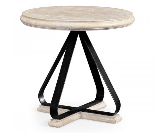 JC Edited - Artisan Collection - Round Side Table with Iron Base in Limed Acacia