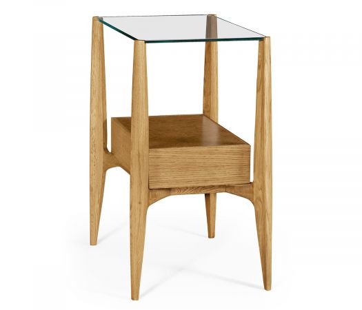 JC Edited - Architects House Collection - Rectangular Architects End Table with Drawer and Glass Top