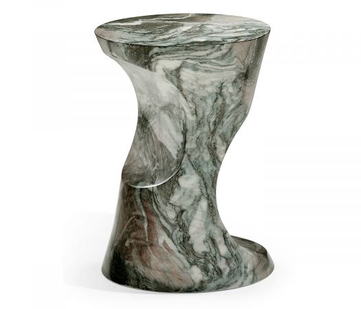 JC Outdoor - Biscayne Collection - Round Faux Black & Grey Marble Cut-Out Lamp Table