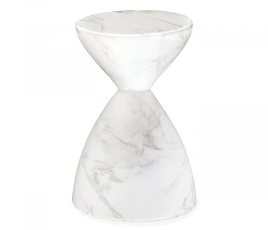 JC Outdoor - Biscayne Collection - Round Faux White & Grey Marble Wine Table