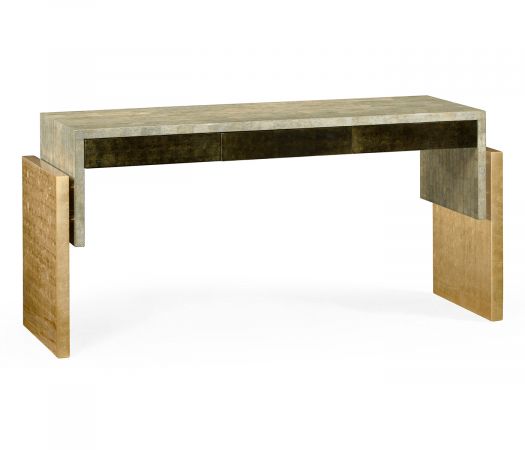 JC Modern - Eclectic Collection - Rectangular Eggshell & Gilded Console Table