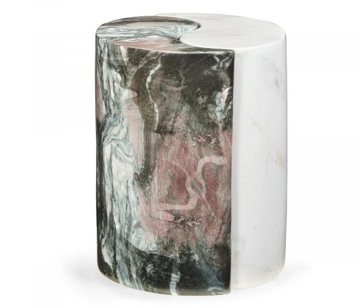 JC Outdoor - Biscayne Collection - Circular Two-Piece Yin Yang Faux White & Black Marble Drinks Table