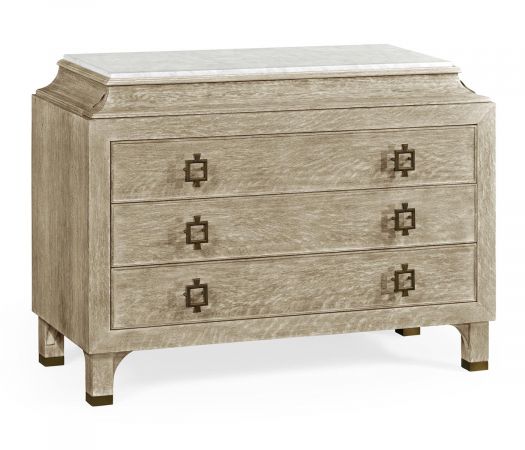 JC Modern - Corniche Collection - Greyed Oak Chest of Drawers with Marble Top