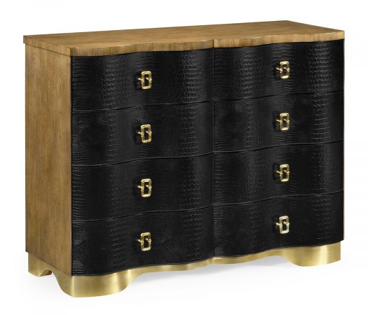 JC Modern - Eclectic Collection - Serpentine Black Faux Croc Skin Chest of Drawers