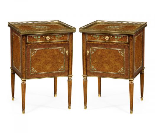 Duchess Collection - Pair of Burl & Mother of Pearl Bedside Cabinets