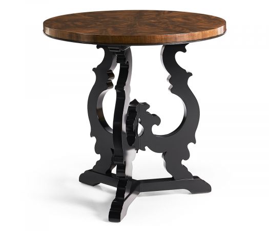 Kensington Collection - Brown mahogany end table with black painted base