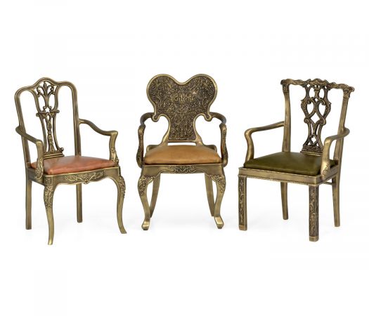 Curated Collection - Set of Light Brass Miniature Dining Chairs