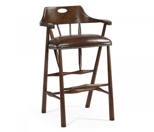 Smokers Style Dark Oak Bar Stool