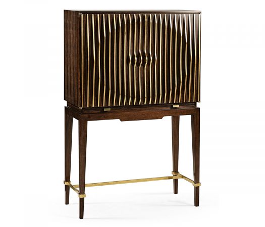 Curated Collection - Ebony & Ribbed Antique Satin Brass Drinks Cabinet