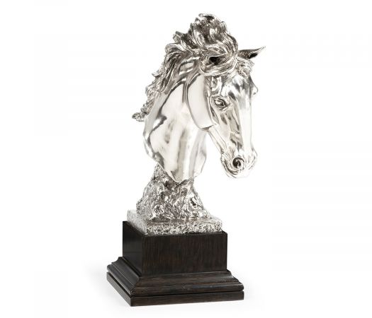 Curated Collection - White Stainless Steel Stallion Horse Head