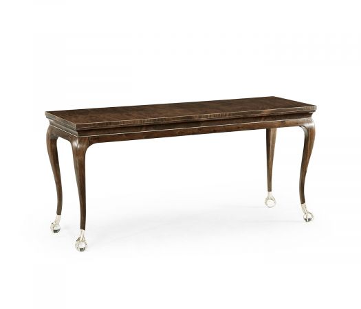 Curated Collection - Large Brown Mahogany Console Table with Cabriole Legs & White Brass Claw Feet