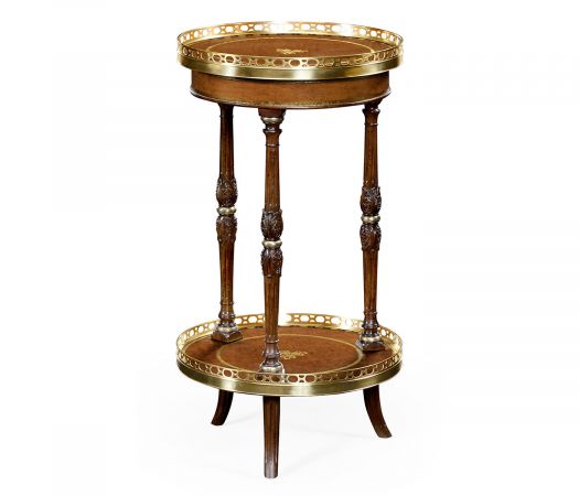 Mahogany and leather inlaid round lamp table