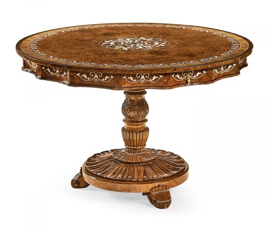 Burl & mother of pearl centre table