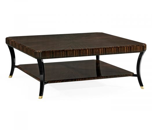 JC Modern - Ebony Collection - Square Art Deco Macassar Ebony High Lustre Coffee Table