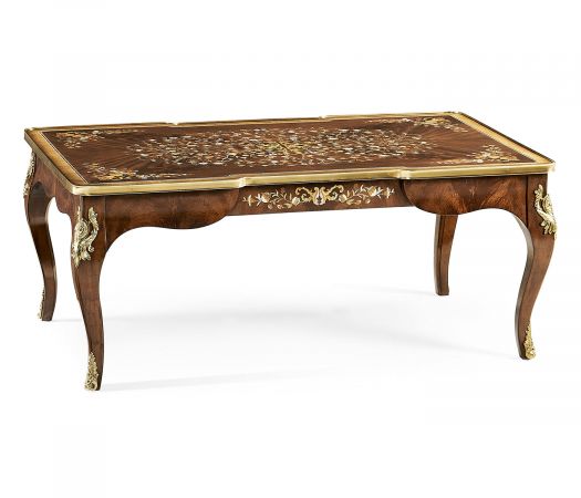 Regency Collection - Mahogany Rectangular Coffee Table with Brass Details