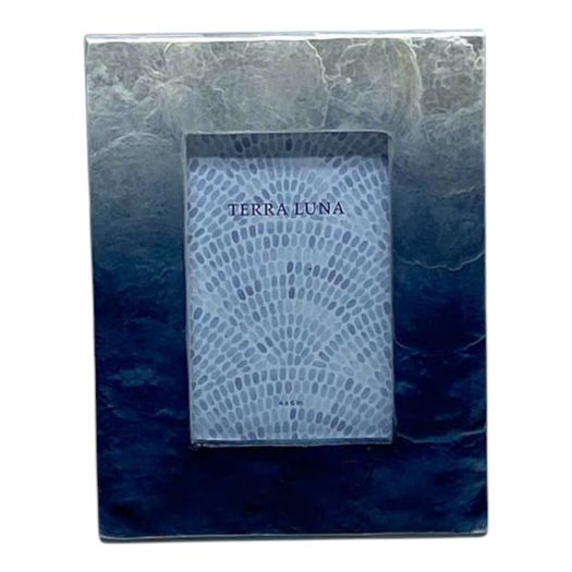 4x6 Ombre Capiz Photo Frame, Ivory/ Blue