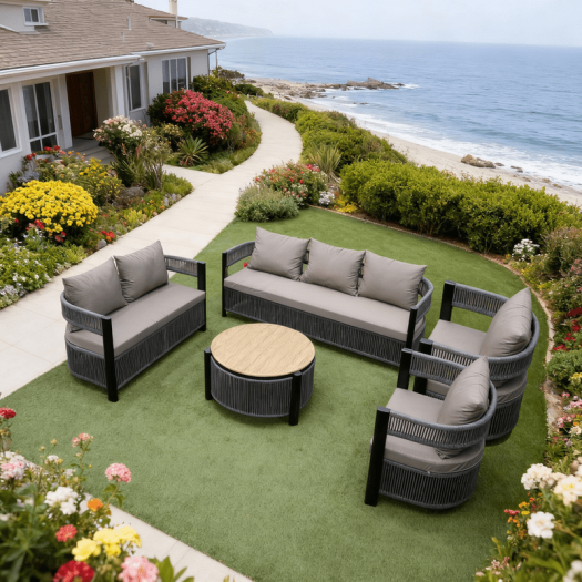 5-Piece Modern Gray Outdoor Seating Set