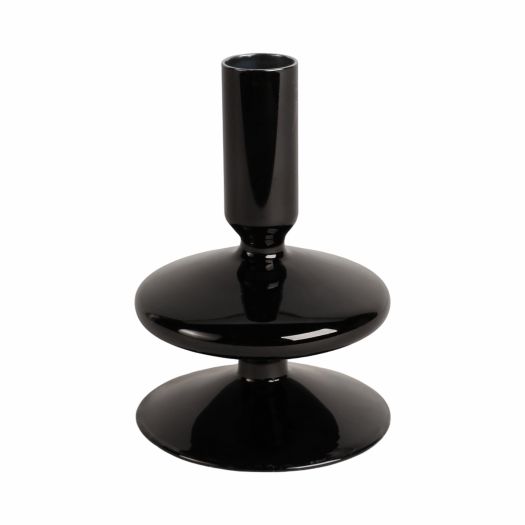 5 Vintage Glass Taper Candle Holder, Black