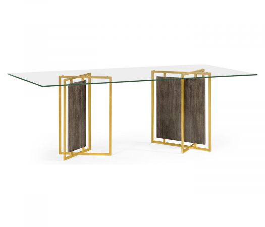 JC Modern - Eclectic Collection - 84" Rectangular Smoked Grey Eucalyptus & Glass Top Dining Table