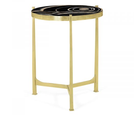 JC Modern - Luxe Collection - Medium Solid Brass & Eggshell & Laquer Top Round Lamp Table