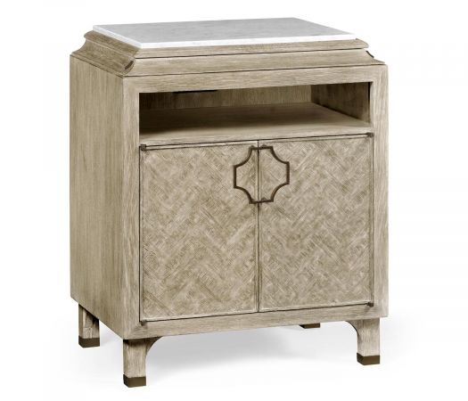 JC Modern - Corniche Collection - Greyed Oak Nightstand with Marble Top