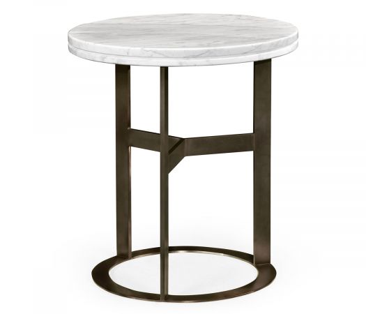 JC Modern - Langkawi Collection - Round Stainless Steel & Faux Calacatta Oro Marble Side Table