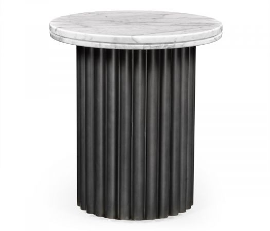 JC Modern - Langkawi Collection - Round Charcoal Grey & Faux Calacatta Oro Marble Side Table