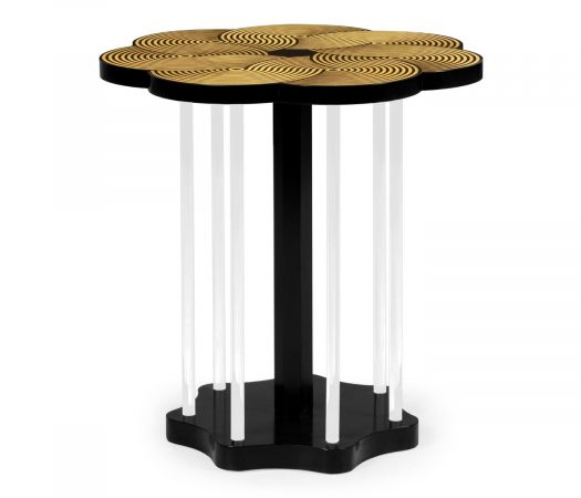 JC Modern - Op Art Collection - Op Art Floral Bright Satinwood & Acrylic Lamp Table