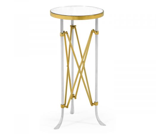 JC Modern - Luxe Collection - Small Round Antique Satin Gold Brass & Antique Glass Vanity Table