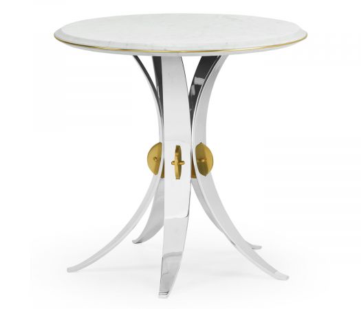 JC Modern - Fusion Collection - Fusion Round Stainless Steel End Table with Marble Top