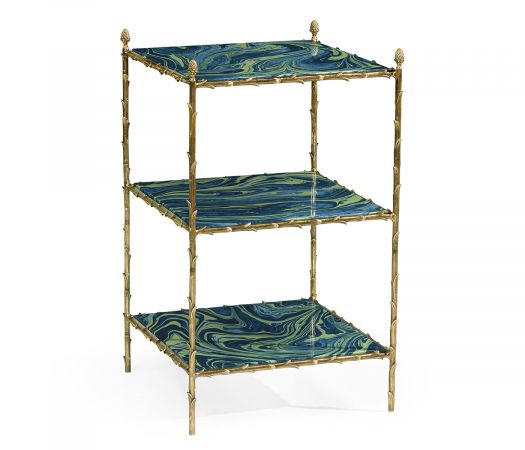 JC Modern - Eclectic Collection - Square Graffiti & Brass Three-Tier End Table