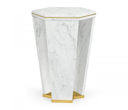 JC Modern - Fusion Collection - Fusion Hexagon Marble End Table